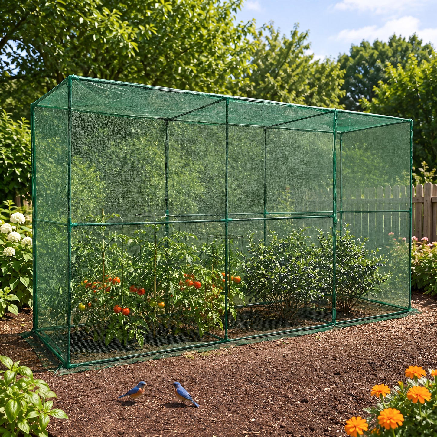 12x4x6 ft. Crop Cage Plant Protection Netting Tent with Zipper Doors
