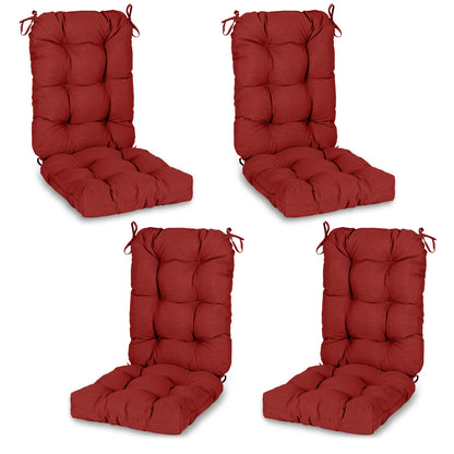 Tufted Outdoor High Back Chair Cushions Patio Replacement Cushion, Red - Aoodor 