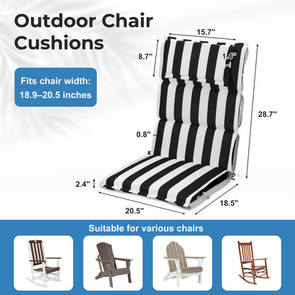 47x21x2.4 inch High Back Patio Chair Cushions with Headrest, Black Stripe