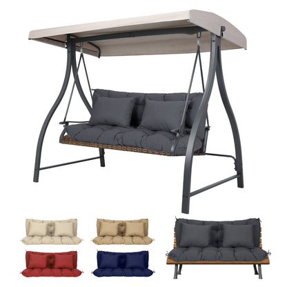 59" Tufted Porch Swing Cushions, Extra 5.1" Thick Outdoor Swing Bench Replacement Cushion with Backrest and 2 Pillows - Dark Gray - Aoodor 