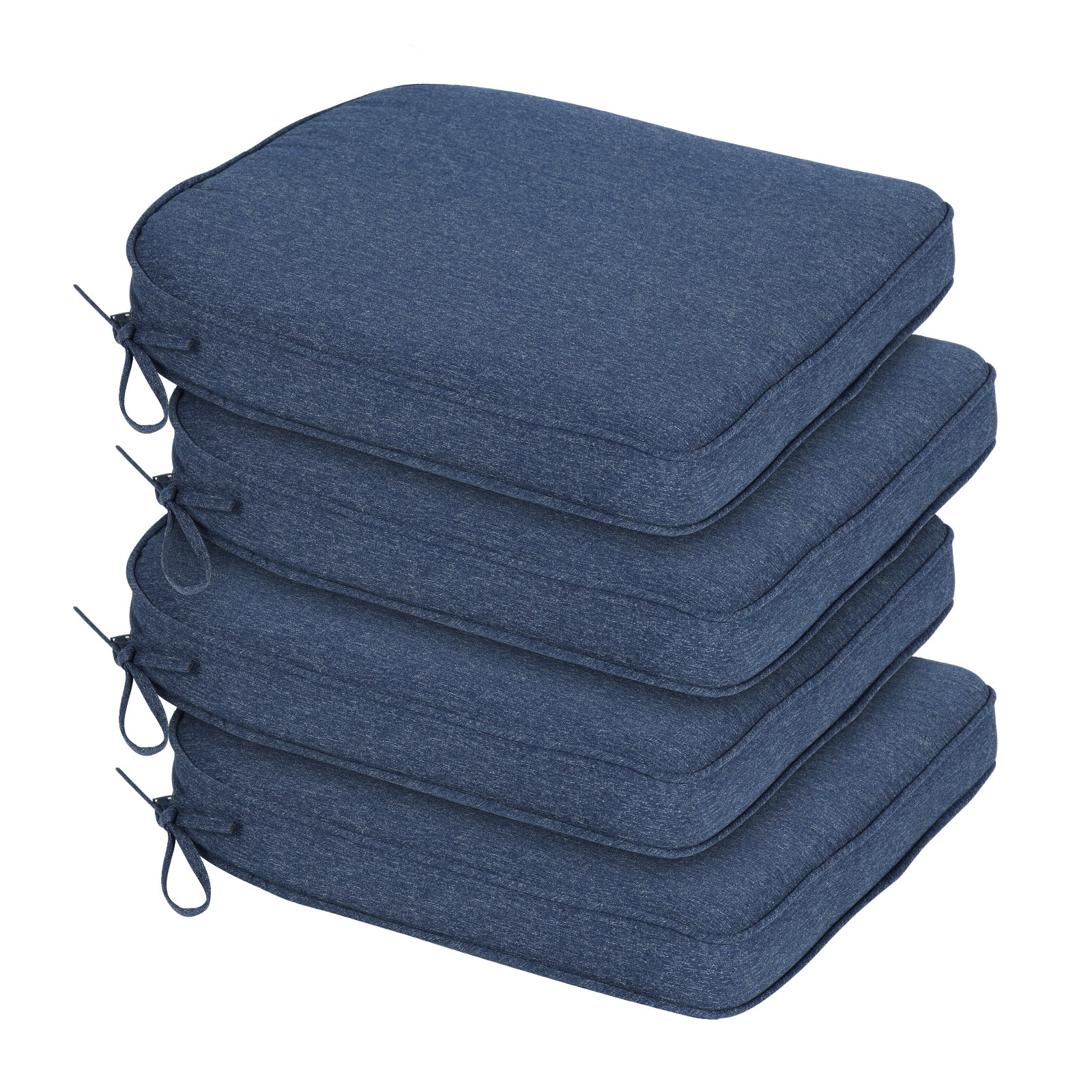 Outdoor Dining Chair Cushions Set, Patio Chair Pads with Ties, Navy Blue - Aoodor 