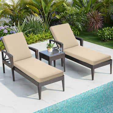 72x21x3 inch Patio Chaise Lounger Cushions Set of 2 - Brown - Aoodor 