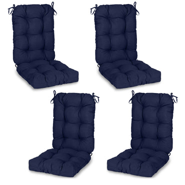 Tufted Outdoor High Back Chair Cushions Patio Replacement Cushion, Dark Blue - Aoodor 