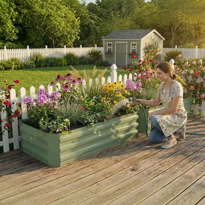 11" Tall Metal Raised Garden Bed, Galvanized Steel Planter Box - 6'x3'