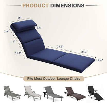 77x25x2.4 inch Outdoor Chaise Lounge Cushions, Dark Blue