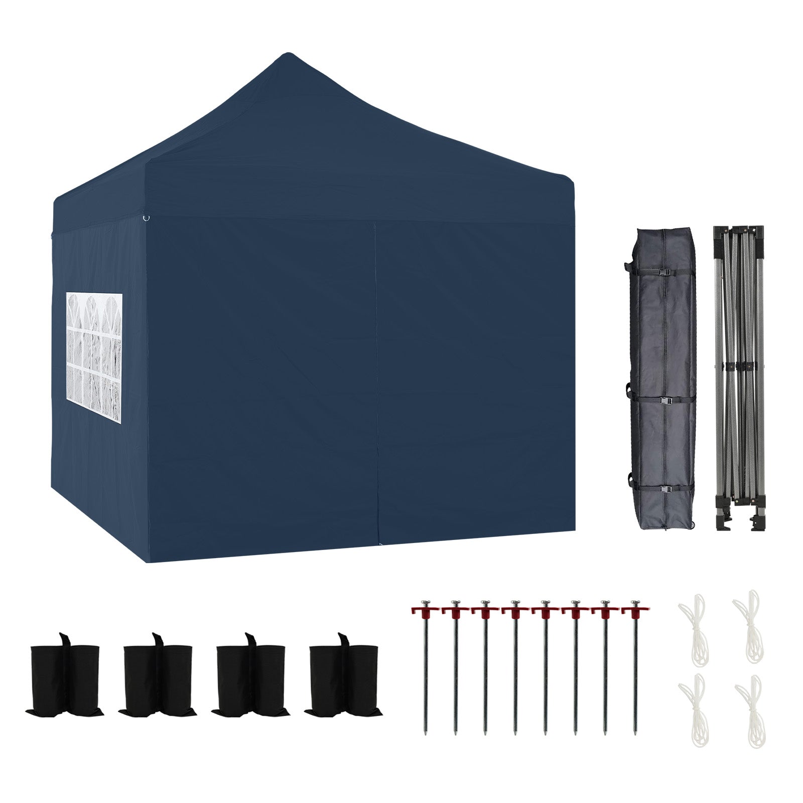 10x10 ft. Pop Up Canopy Tent with Windows Sidewalls and Wheeled Bag - Aoodor 