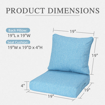 Outdoor Deep Seat Cushion Set, Waterproof Patio Chair Cushions, Lake Blue