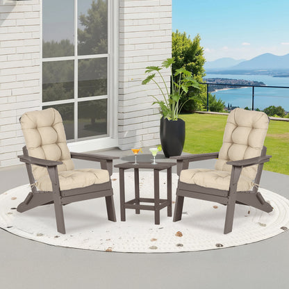 Outdoor High Back Tufted Adirondack Chair Cushion, Patio Rocking Chair Cushions with Ties, Set of 2, Khaki