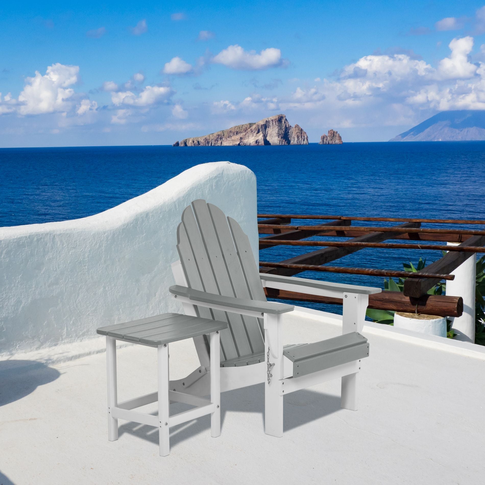 18x14.6x19 inch Outdoor Side Table, Square Adirondack Patio End Table for Patio, Pool, Porch - Aoodor 