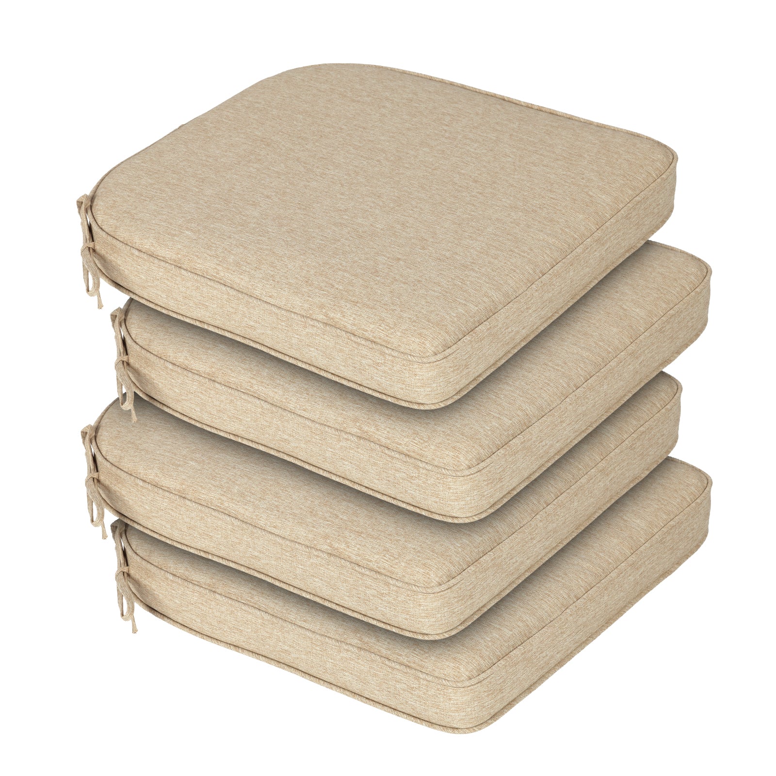 Outdoor Dining Chair Cushions Set, Patio Chair Pads with Ties, Brown - Aoodor 