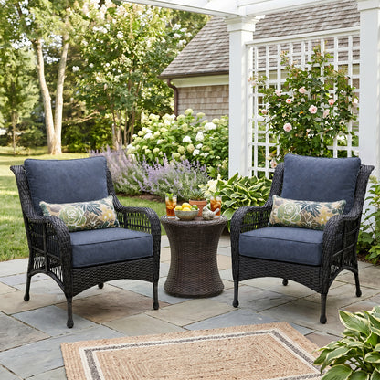 Outdoor Deep Seat Cushion Set with Lumbar Pillow, Navy Blue