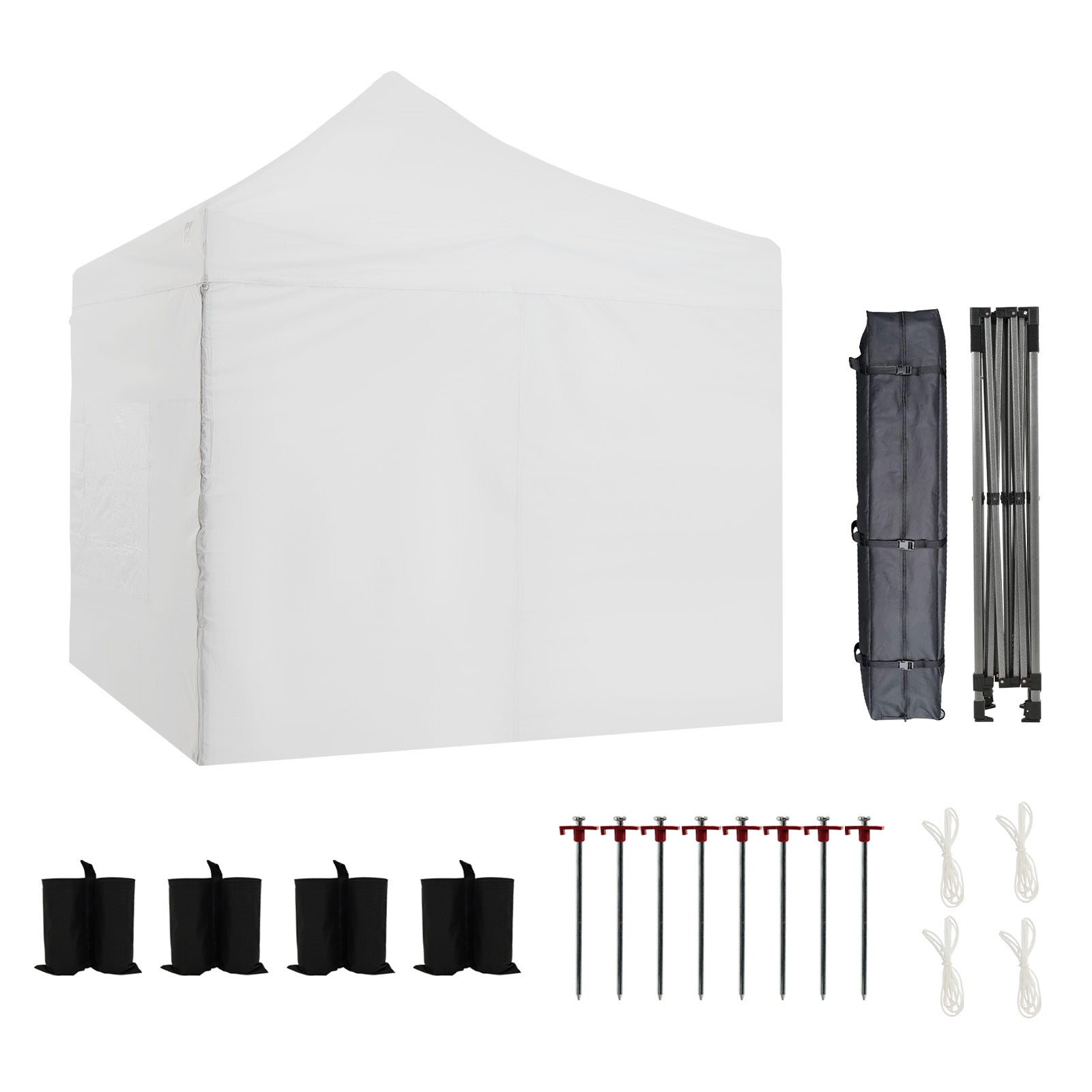 10x10 ft. Pop Up Canopy Tent with Windows Sidewalls and Wheeled Bag - Aoodor 