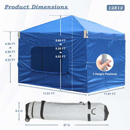 10x10/12x12 ft. Pop Up Canopy Tent with Curtain and Roller Bag
