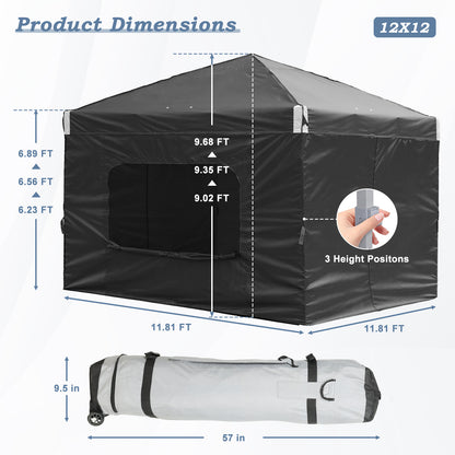 10x10/12x12 ft. Pop Up Canopy Tent with Curtain and Roller Bag