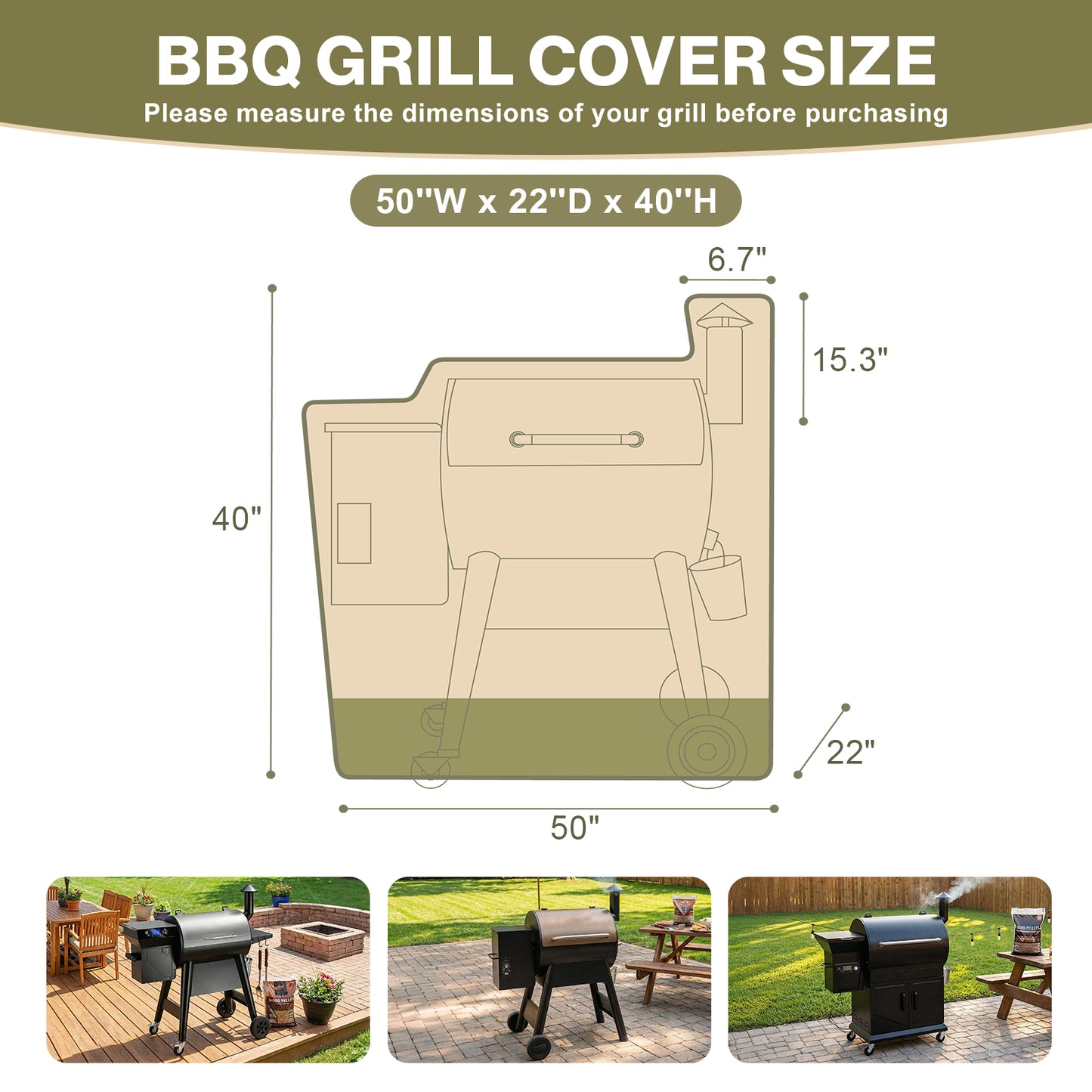 Outdoor BBQ Pellet Smoker Grill Cover