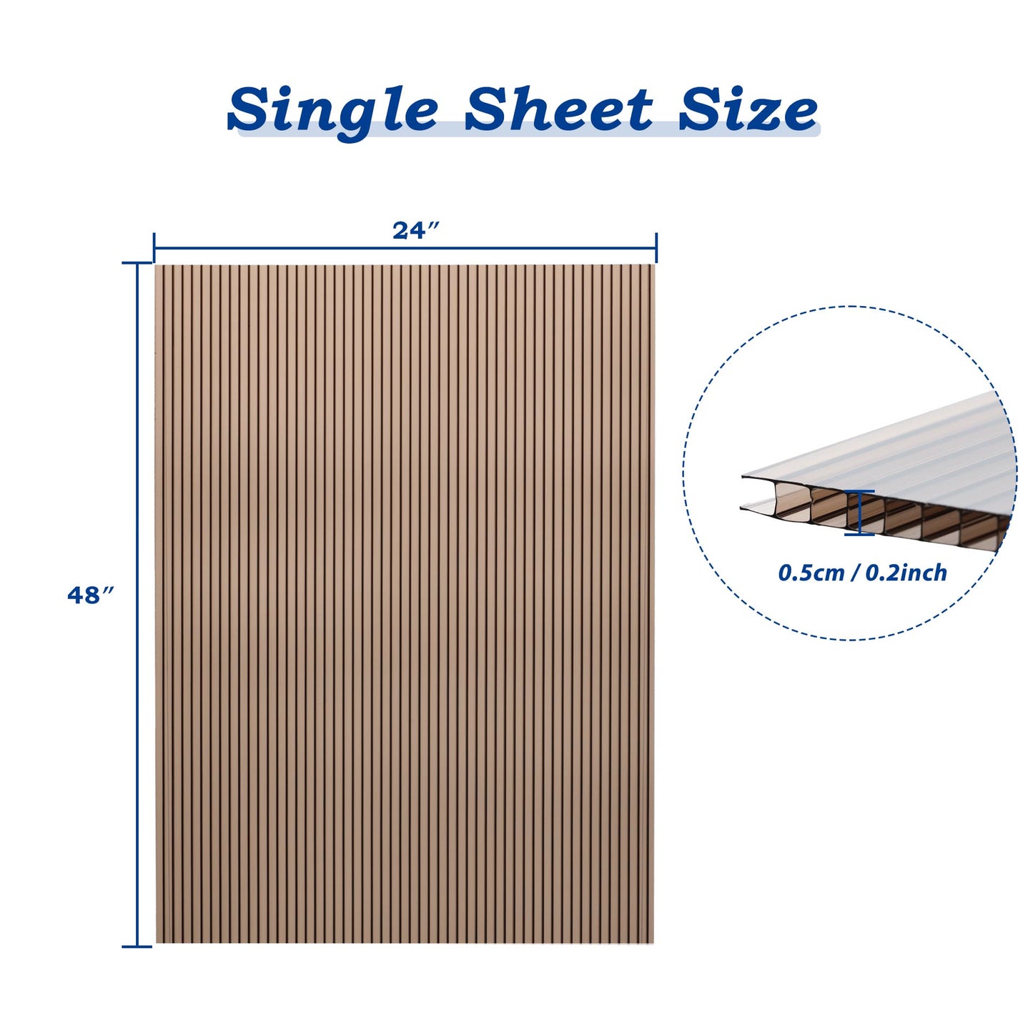 6 Pieces Polycarbonate Gazebo Proof Brown Panels - Aoodor 
