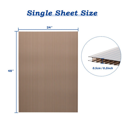 6 Pieces Polycarbonate Gazebo Proof Brown Panels - Aoodor 