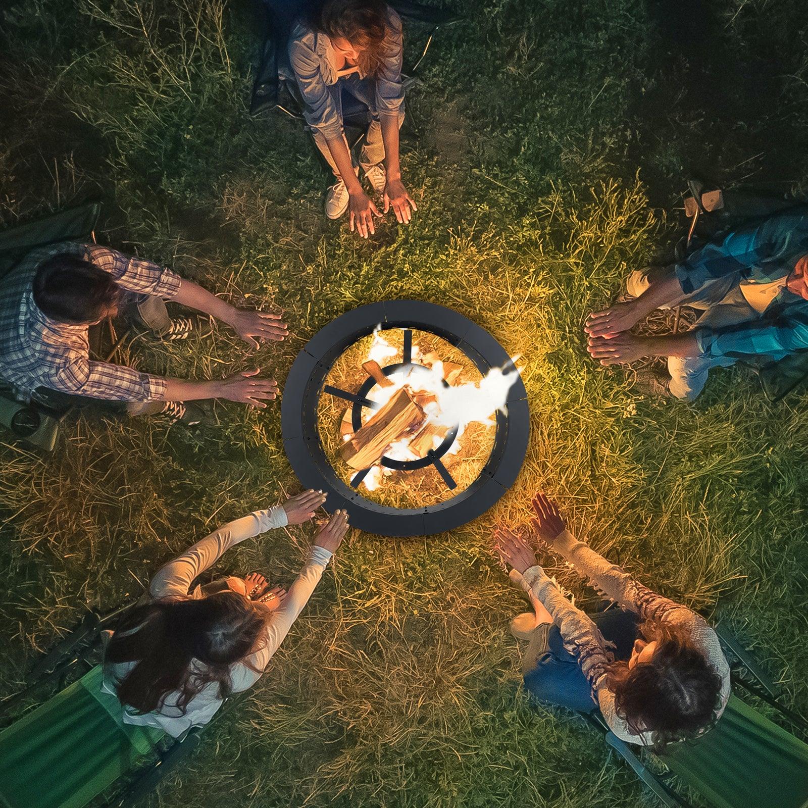 32 inch Round Adjustable Fire Grate, Heavy Duty, Smoke-Free Fire Pit Grate - Aoodor 