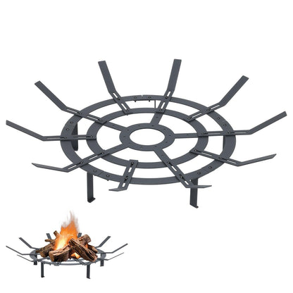 32 inch Round Adjustable Fire Grate, Heavy Duty, Smoke-Free Fire Pit Grate - Aoodor 