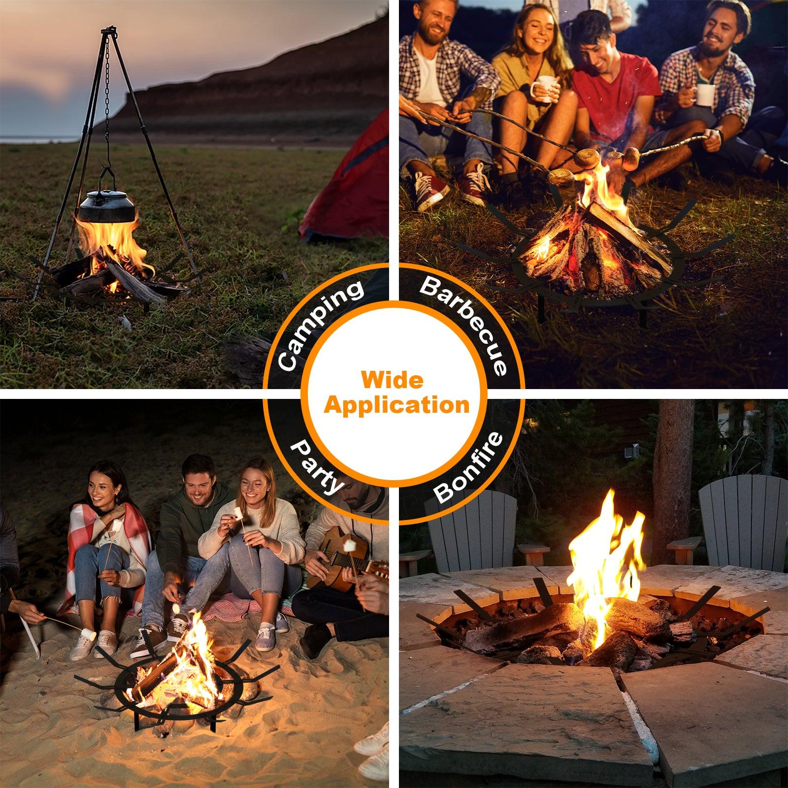 32 inch Round Adjustable Fire Grate, Heavy Duty, Smoke-Free Fire Pit Grate - Aoodor 