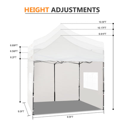 10x10 ft. Pop Up Canopy Tent with Windows Sidewalls and Wheeled Bag - Aoodor 