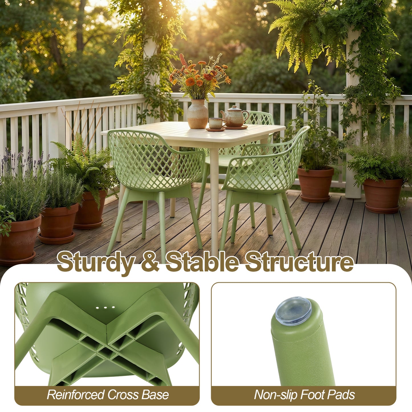 Modern Weather Resistant Plastic Dining Chairs Set: Ergonomic Comfort