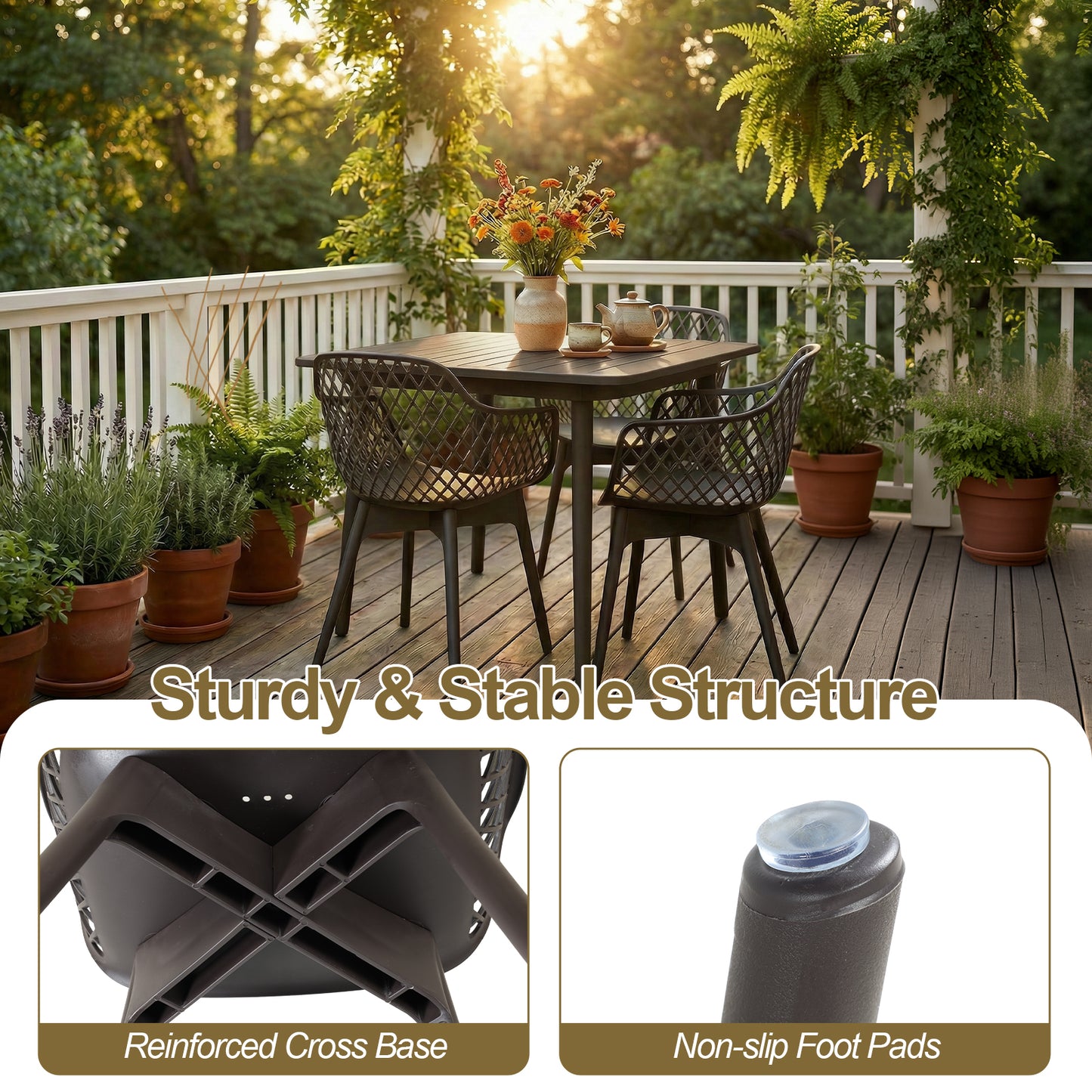 Modern Weather Resistant Plastic Dining Chairs Set: Ergonomic Comfort