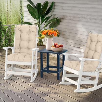 Tufted Outdoor High Back Chair Cushions Patio Replacement Cushion, Khaki - Aoodor 