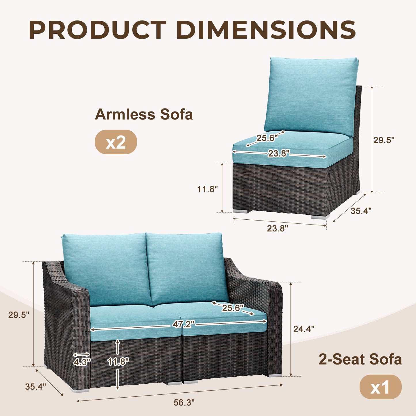 4 Piece Patio Furniture Set with Turquoise Cushions – Premium Living Style