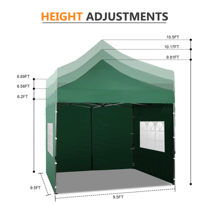 10x10 ft. Pop Up Canopy Tent with Windows Sidewalls and Wheeled Bag - Aoodor 