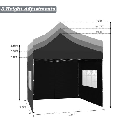 10x10 ft. Pop Up Canopy Tent with Windows Sidewalls and Wheeled Bag - Aoodor 