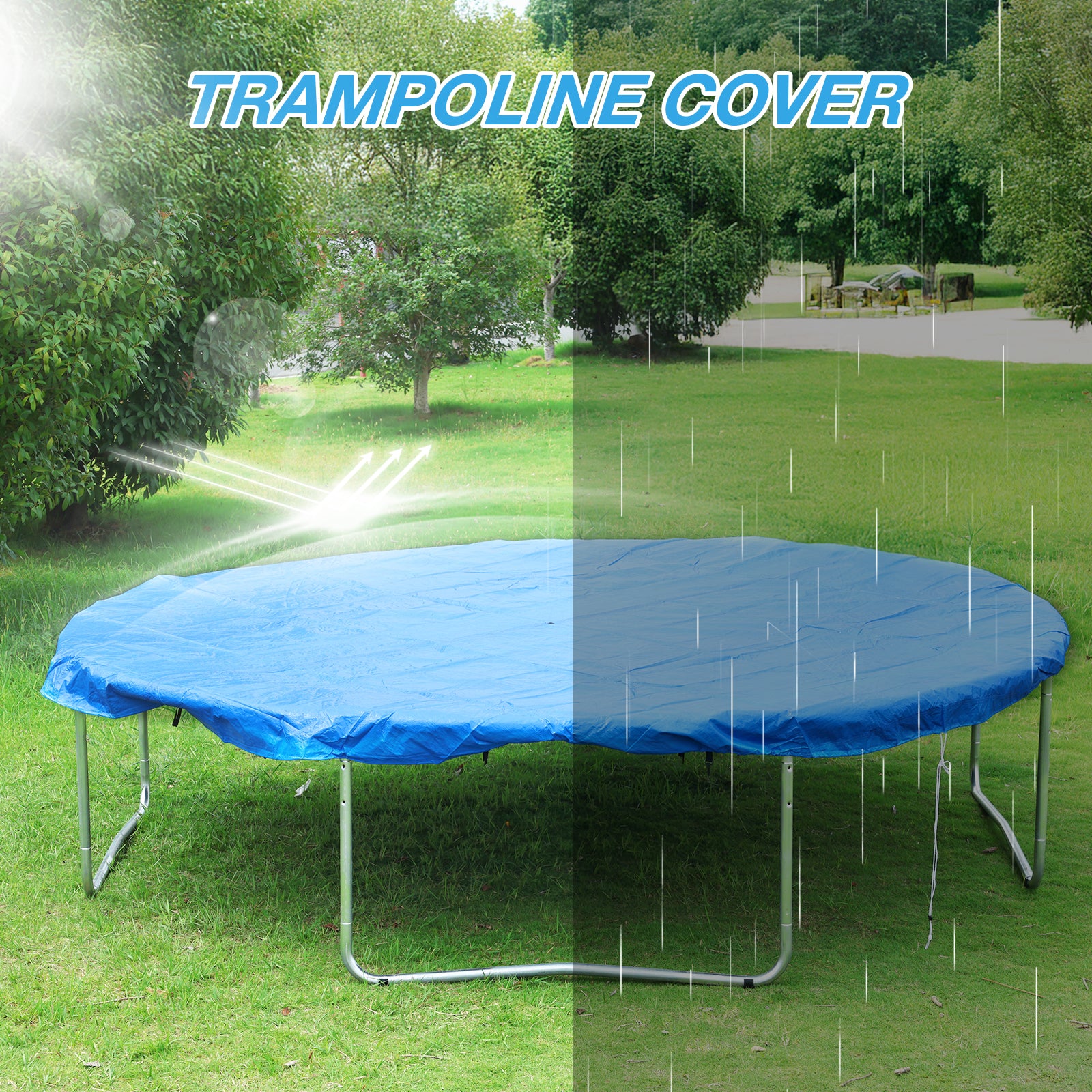 Trampoline Rain Cover, Waterproof Trampoline Tarp for Sun Snow Wind Protection - Aoodor 