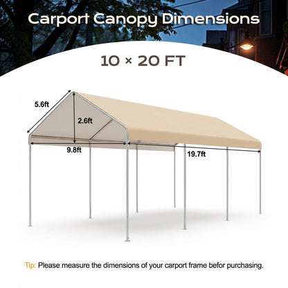10x20 ft. Carport Replacement Canopy Cover