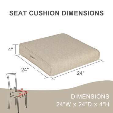Outdoor Chair Cushions Set of 2 with Handle and Ties, Water Resistant Patio Seat Pads, Brown