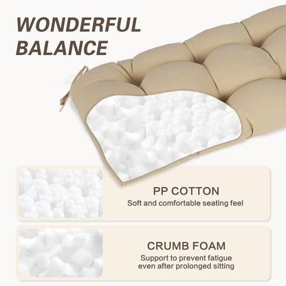 Outdoor Polyester Tufted Bench Cushion, Water & Fade Resistant, Khaki - Aoodor 