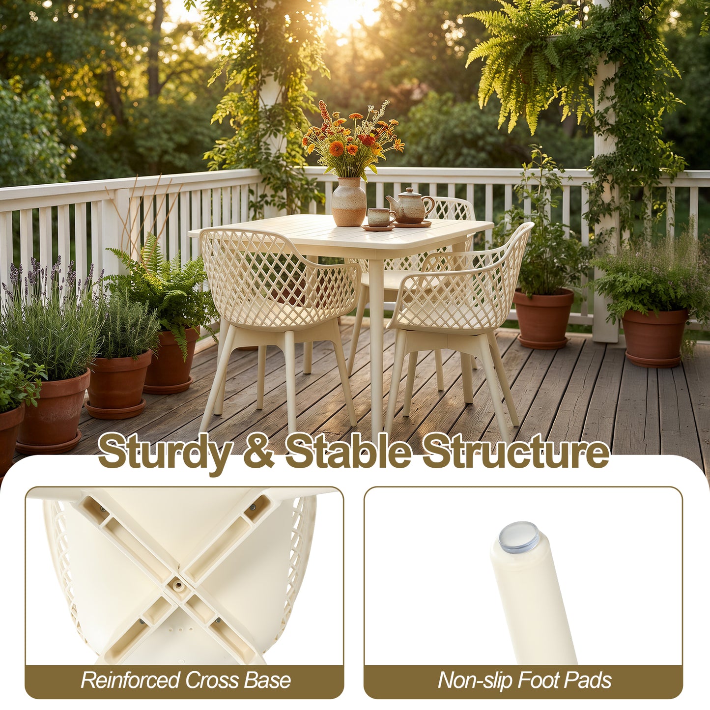 Modern Weather Resistant Plastic Dining Chairs Set: Ergonomic Comfort