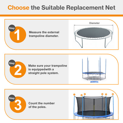 Trampoline Replacement Net for Outdoor Round Frame Trampolines, Safety Enclosure Net - Aoodor 