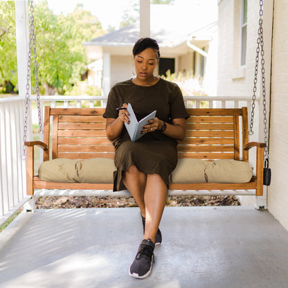 Outdoor Polyester Tufted Bench Cushion, Water & Fade Resistant, Brown - Aoodor 