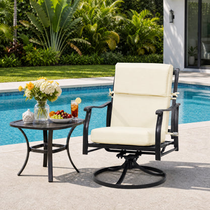 45x22x4 inch Outdoor High Back Patio Chair Cushions, Cream Yellow