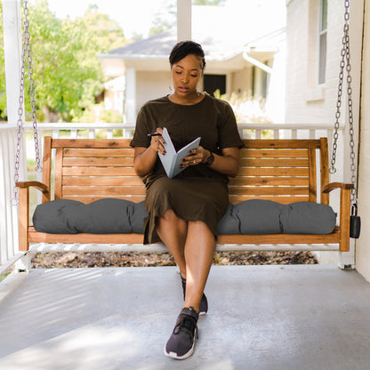 Outdoor Polyester Tufted Bench Cushion, Water & Fade Resistant, Dark Gray - Aoodor 