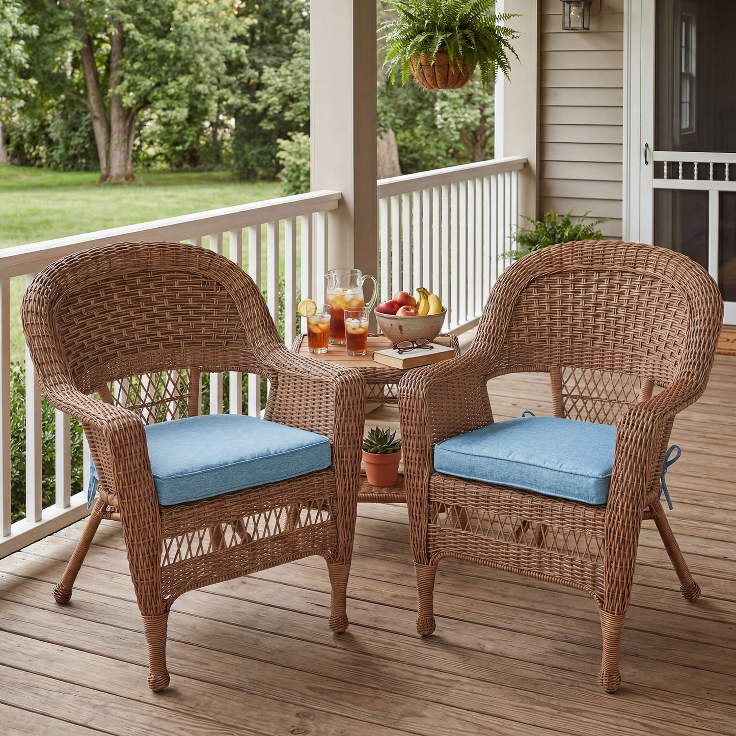 Outdoor Dining Chair Cushions Set, Patio Chair Pads, Lake Blue