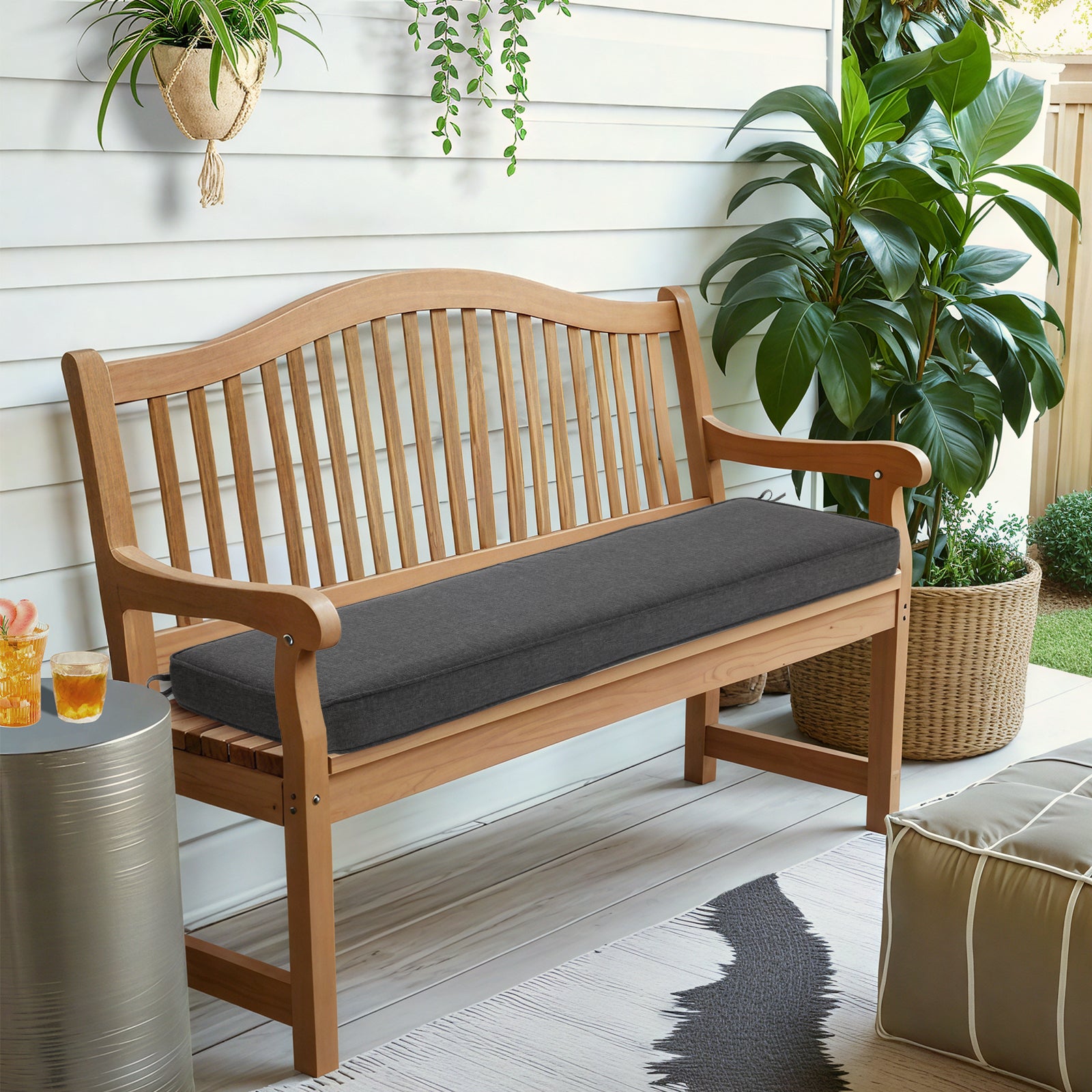 46x18x3 inch Patio Bench Cushion - Charcoal - Aoodor 