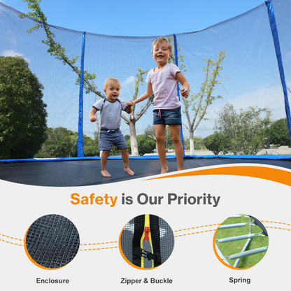 Outdoor Trampoline, Recreational Trampoline with Enclosure Outer-Safety Net and Ladder for Kids - Aoodor 