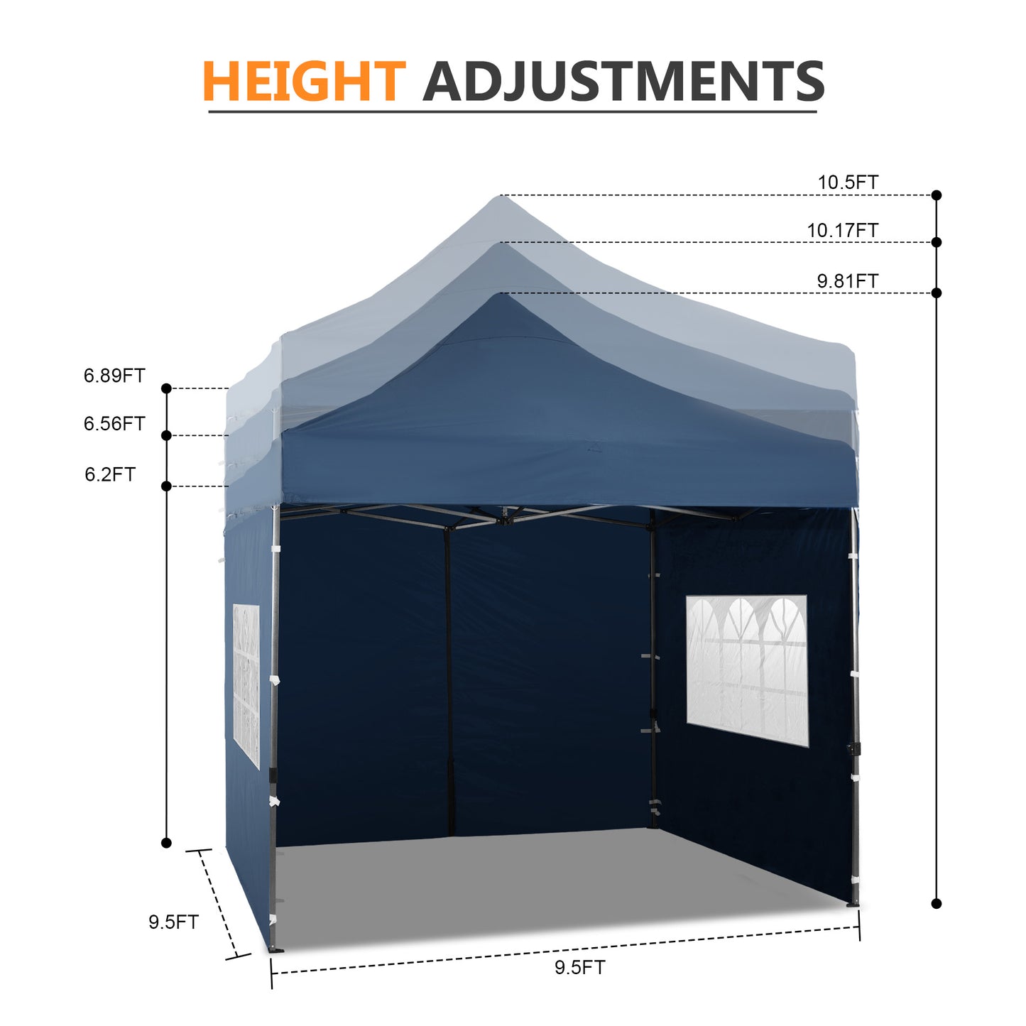10x10 ft. Pop Up Canopy Tent with Windows Sidewalls and Wheeled Bag - Aoodor 
