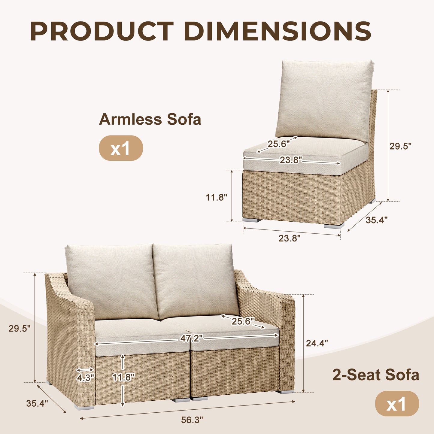 Premium 3 Piece Patio Furniture Set with Beige Cushions – Backyard Oasis