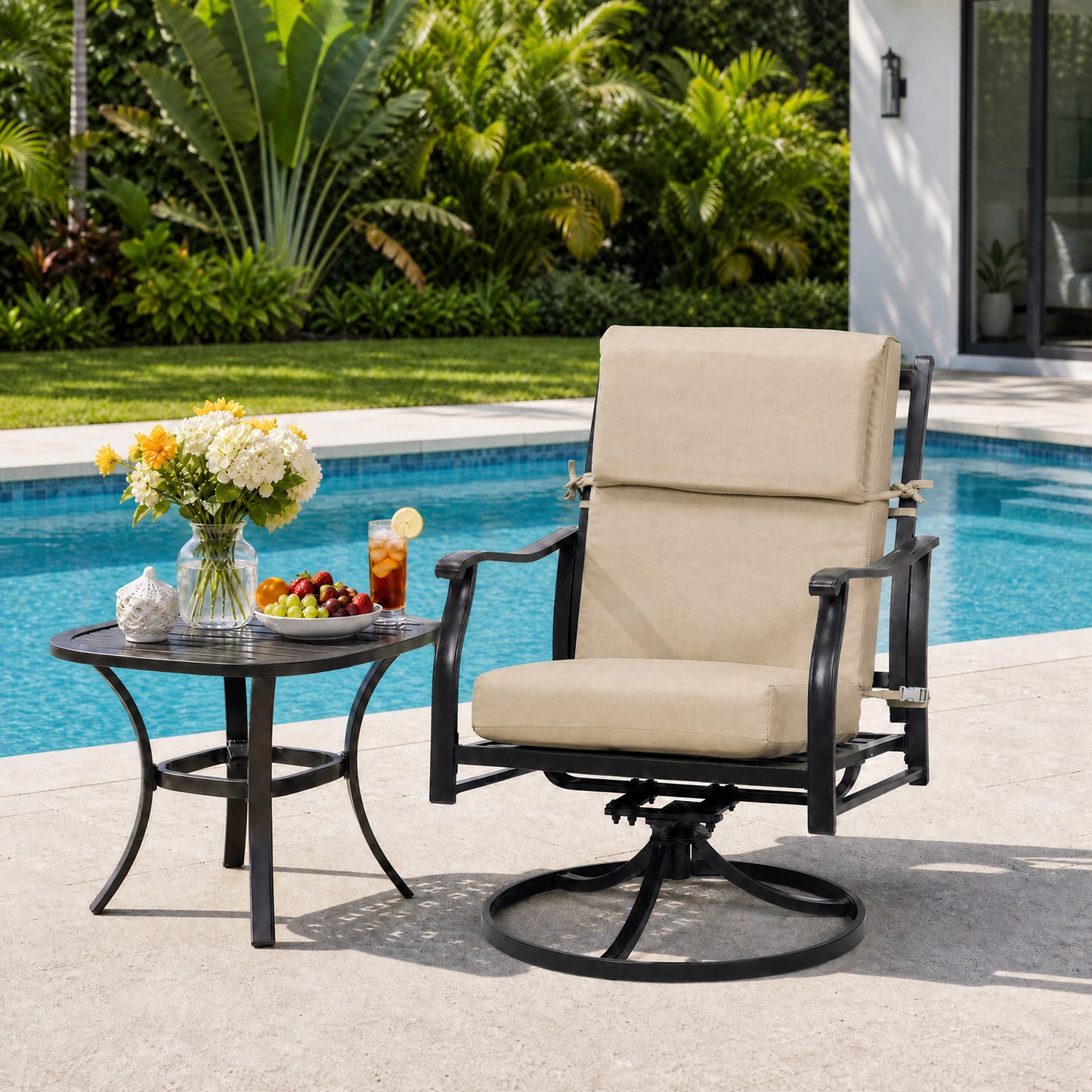 45x22x4 inch Outdoor High Back Patio Chair Cushions, Brown