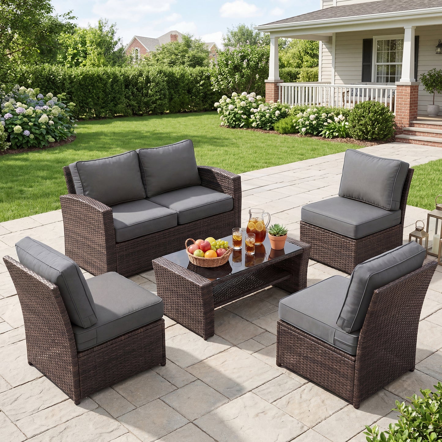Premium Sunbrella Fabric Outdoor Patio Chair Cushions Set, Canvas Charcoal
