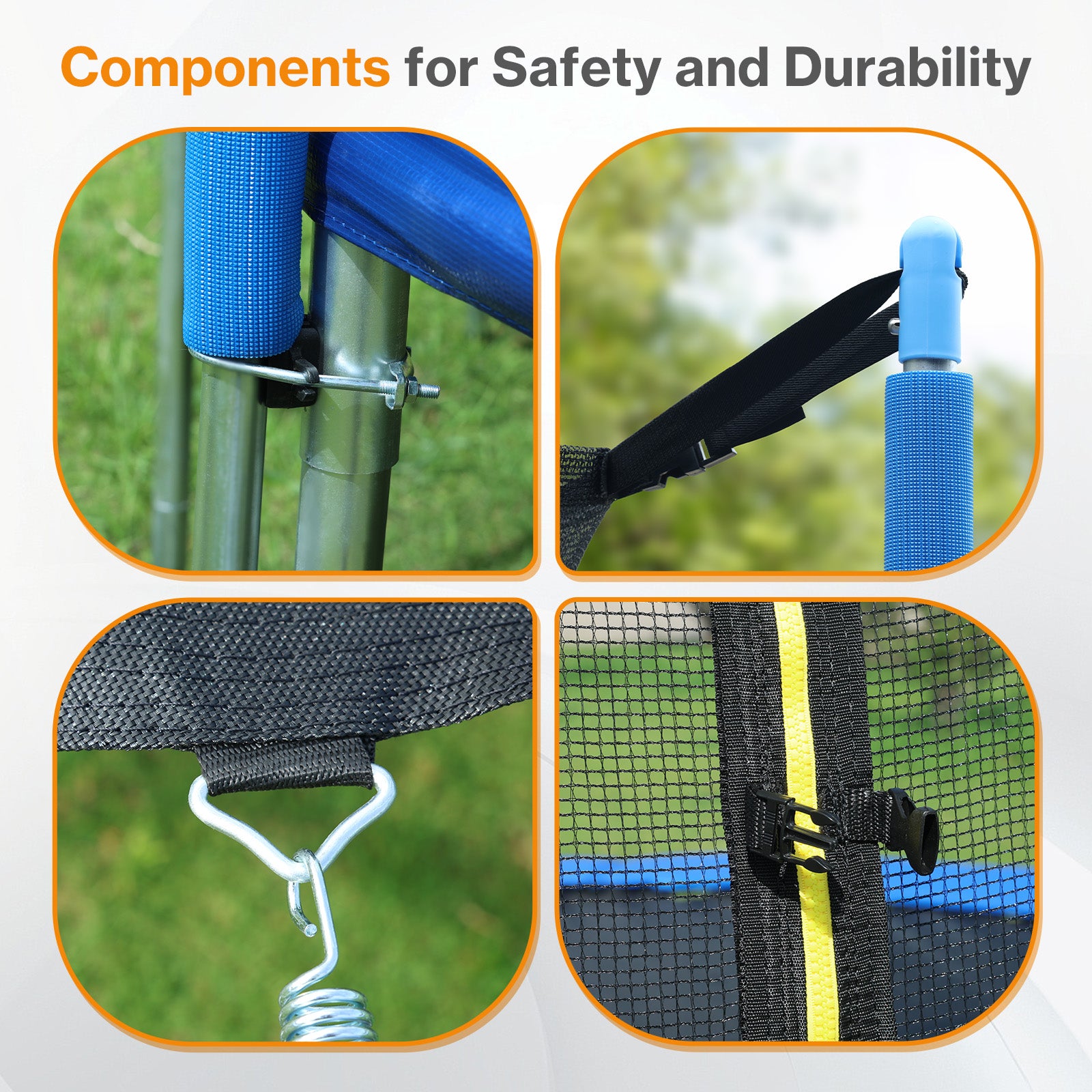 Outdoor Trampoline, Recreational Trampoline with Enclosure Inner-Safety Net and Ladder for Kids - Aoodor 