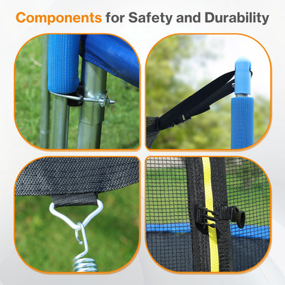 Outdoor Trampoline, Recreational Trampoline with Enclosure Inner-Safety Net and Ladder for Kids - Aoodor 