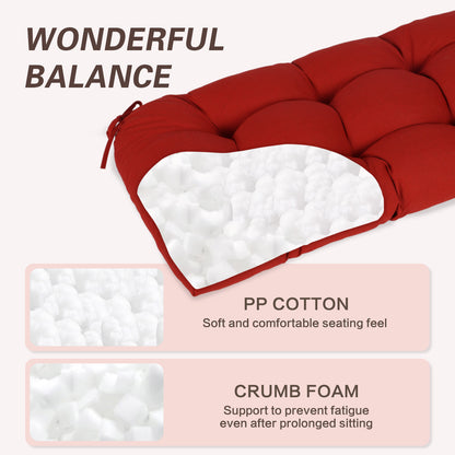 Outdoor Polyester Tufted Bench Cushion, Water & Fade Resistant, Red - Aoodor 